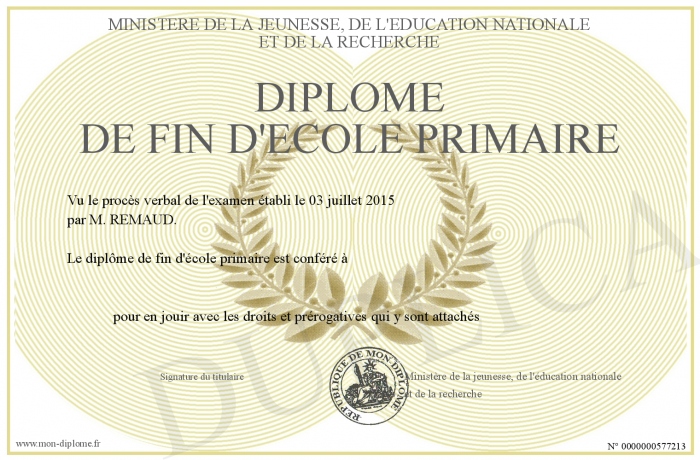 diplome ecole primaire